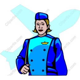 Charming Flight Attendant in Blue Uniform