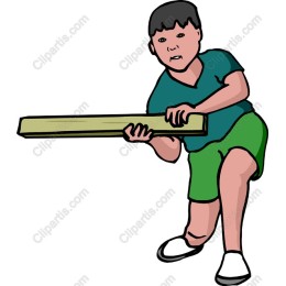 Playful Boy Holding Wooden Board