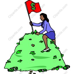 Businesswoman on a Cash Mountain
