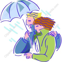 Couple Sharing an Umbrella in the Rain