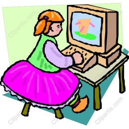Whimsical Girl with Computer