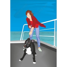 Joyful Woman Walking Dog
