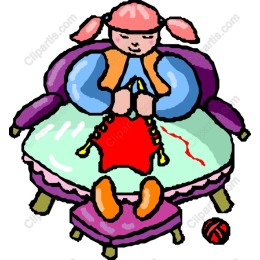 Whimsical Knitting Girl