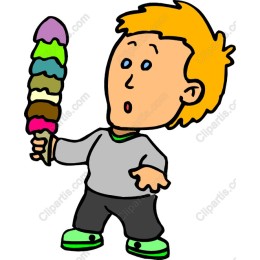 Cheerful Boy with Colorful Ice Cream Cone