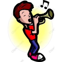 Cheerful Young Musician Playing Trumpet