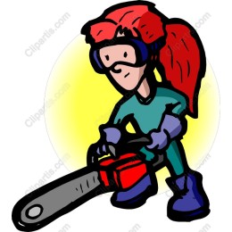 Empowerment in Action: Woman with Chainsaw