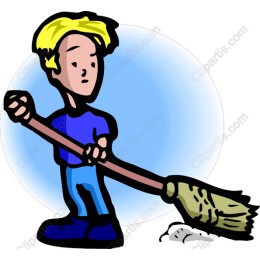 Cheerful Boy Sweeping