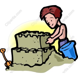 Sunny Days: Boy Building Sandcastle