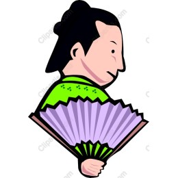 Traditional Figure Holding a Folding Fan
