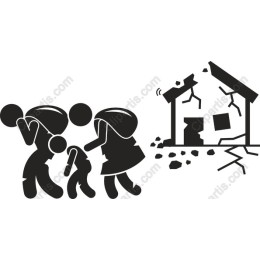 Resilient Family Fleeing Destruction