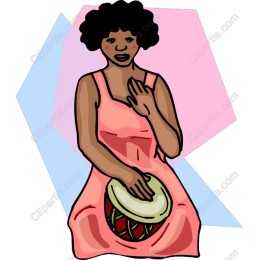 Joyful Drum Playing Woman: Vibrant