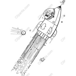 Whimsical Hand-Drawn Rocket