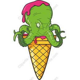 Whimsical Octopus Ice Cream Cone