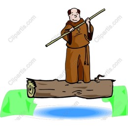 Whimsical Monk on Log