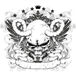 Dramatic Skull with Wings