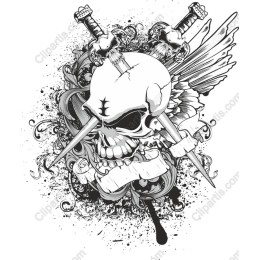Edgy Skull and Swords