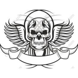 Fierce Skull with Wings