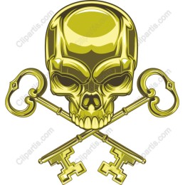 Golden Skull with Crossed Keys