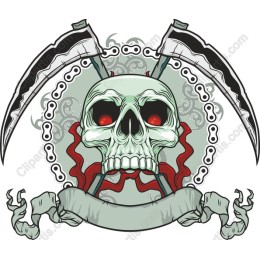 Menacing Skull with Scythes