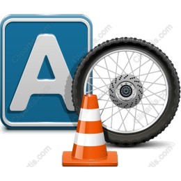Bicycle Wheel with Traffic Cone and Letter 'A'