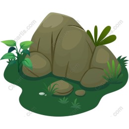 Stylized Rock with Lush Greenery