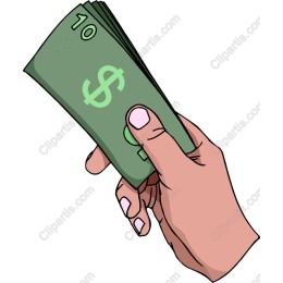 Hand Holding Cash - $10 Bill