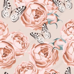 Peony and Butterfly Floral
