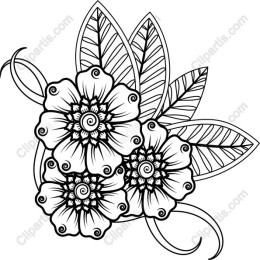Floral Sketch with Leaves