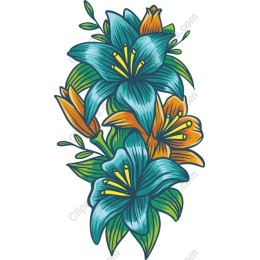 Vibrant Teal and Orange Lily Floral
