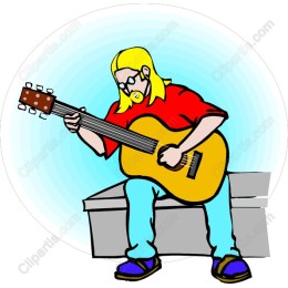 Vibrant Musician Playing Guitar