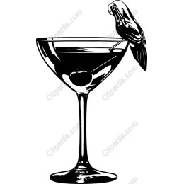Cocktail Glass with Parrot