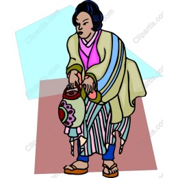 Elegant Japanese Woman Carrying Water Jug