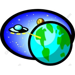 Whimsical UFO and Earth