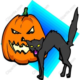 Sinister Black Cat & Pumpkin Halloween