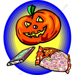 Halloween Festive: Jack-o'-Lantern with Candy and Smartphone