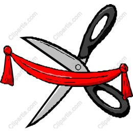 Celebratory Scissors Cutting Ribbon