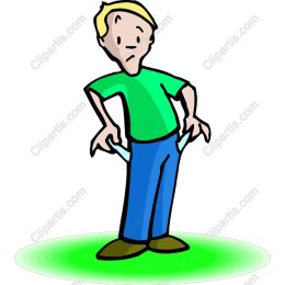 Humorous Cartoon : Empty Pockets