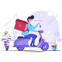 Cheerful Delivery Rider on Scooter