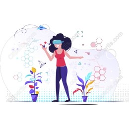 Futuristic VR Woman with Nature