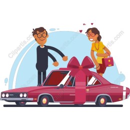 Joyful Celebration: Couple with Classic Car