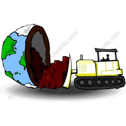 Earth-Digging Bulldozer