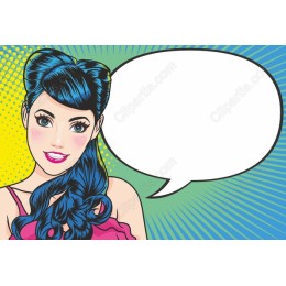 Retro Comic Style Woman with Speech Bubble