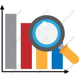Magnifying Glass Over Bar Chart