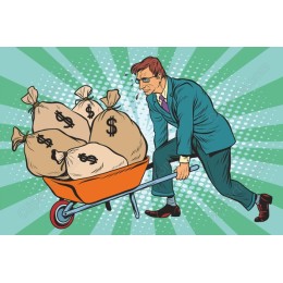 Dynamic Businessman with Money Bags