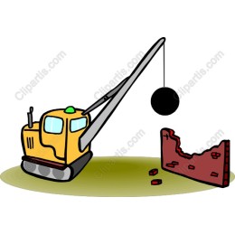 Vibrant Construction Excavator with Wrecking Ball