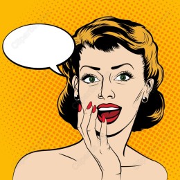 Retro Pop Art Woman with Speech Bubble