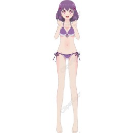 Cheerful Summer Character in Purple Bikini