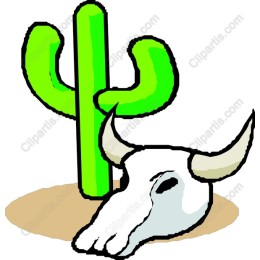 Wild West Cactus and Bull Skull