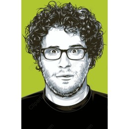 Stylized of Curly-Haired Man with Glasses