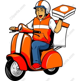Cheerful Delivery Driver on Scooter